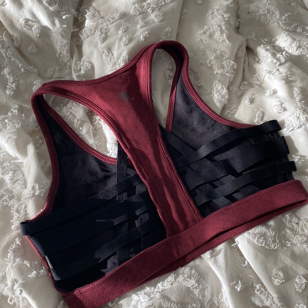 MRP Strappy Maroon & Black Bra Top